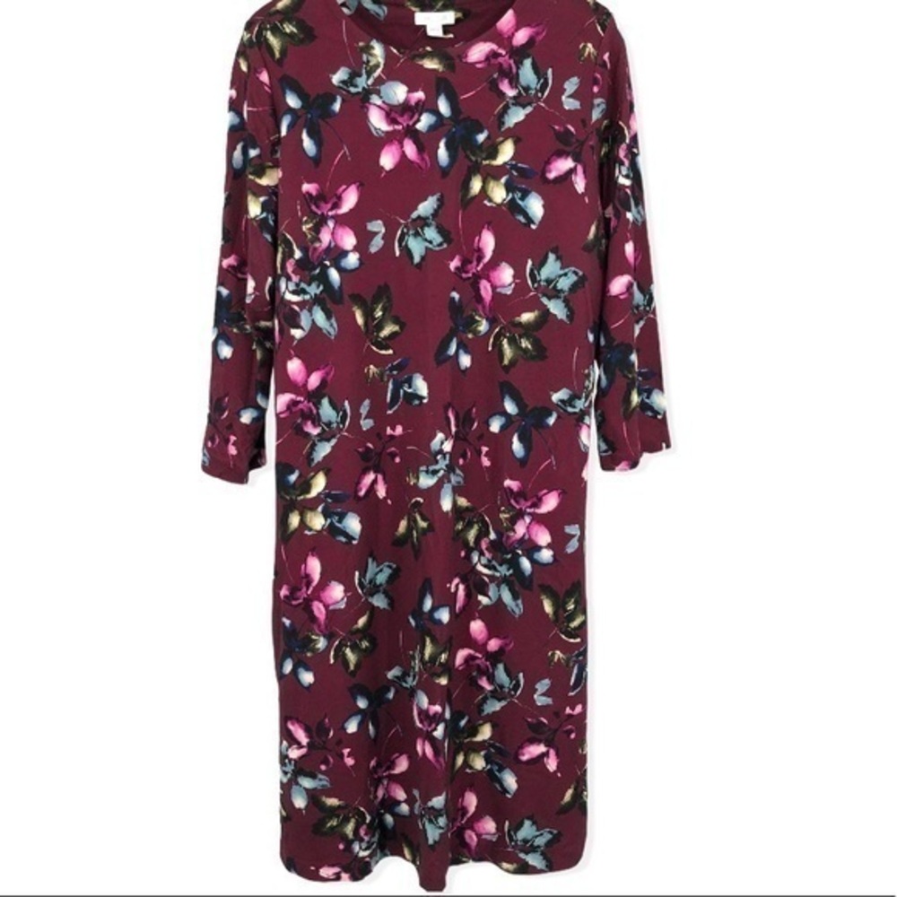 J. Jill Ponte Size Medium Long Sleeve Floral Dress